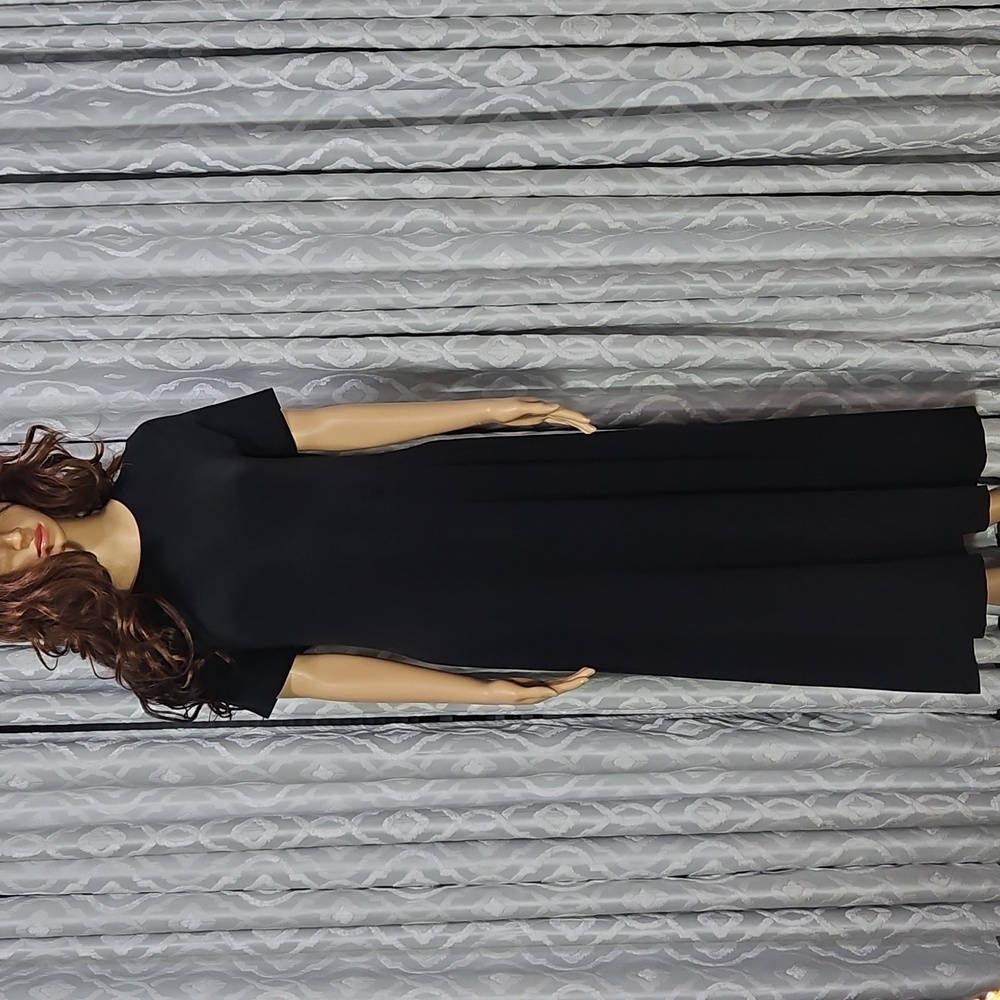 Eileen Fisher Crew Neck Maxi T-Shirt Dress in black fine Tencel jersey